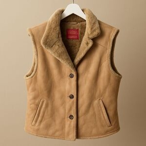 EDDIE BAUER AUTHENTIC Seattle Shades Suede Washable  Shearling Vest